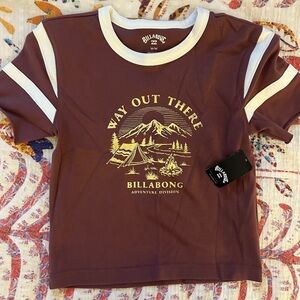 Billabong Maroon and White Baby Tee